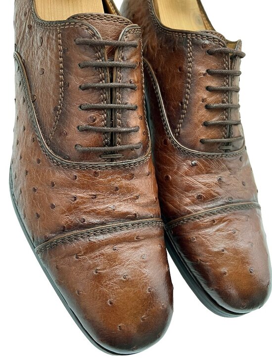 $4000 Gucci Mens Genuine Ostrich Quill Brown Dress Shoes Oxfords US 8 /UK 7 / 41 main image 15